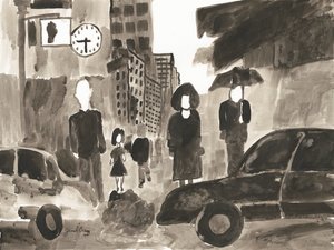 Manhattan Abstract I, ok. 2014 (tusz na papierze) autorstwa Janel Bragg