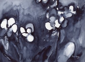 Orchidea w kolorze indygo, ok. 2017 (akwarela na papierze) autorstwa Janel Bragg