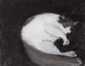 Thomas Taking a Nap, ok. 2018 (węgiel i pastel na papierze) autorstwa Janel Bragg