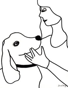 Vincent i Janel w czarnych liniach, ok. 2024 (marker na papierze) autorstwa Janel Bragg
