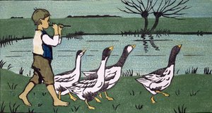 Procesja (drzeworyt na papierze) autorstwa Janet Fisher