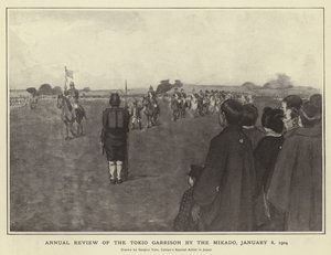 Przegląd roczny Garnizonu Tokio przez Mikado, 8 stycznia 1904 r autorstwa Japanese Photographer