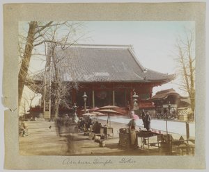 Świątynia Asakusa, Tokio, Japonia (ręcznie kolorowane czarno-białe zdjęcie) autorstwa Japanese Photographer