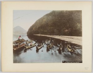Połów kormoranów na rzece Nagara, prefektura Gifu, Japonia (ręcznie kolorowane czarno-białe zdjęcie) autorstwa Japanese Photographer
