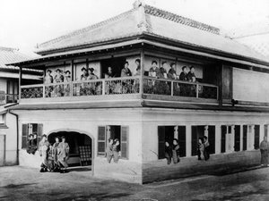 Dom gejszy, ok. 1860 r. autorstwa Japanese Photographer