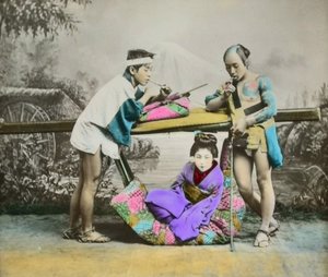 Ręcznie kolorowana japońska odbitka albuminowa, ok. 1880 autorstwa Japanese Photographer