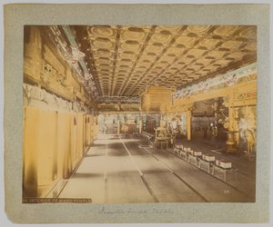 Wnętrze świątyni Jemitsu, Nikko, Japonia (ręcznie kolorowane czarno-białe zdjęcie) autorstwa Japanese Photographer