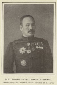 Generał porucznik Baron Hasegawa, dowodzący dywizją Gwardii Cesarskiej Armii autorstwa Japanese Photographer