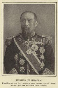 markiz Ito Hirobumi, przewodniczący Tajnej Rady, który stworzył japońską konstytucję i był czterokrotnym premierem autorstwa Japanese Photographer