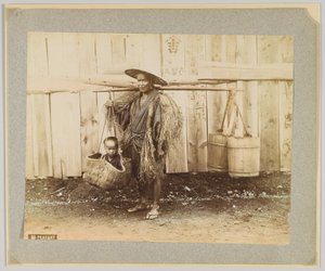 Chłop, Japonia (ręcznie kolorowane czarno-białe zdjęcie) autorstwa Japanese Photographer