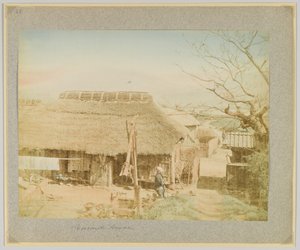 Dom Chłopa, Japonia (zdjęcie ręcznie kolorowane czarno-białe) autorstwa Japanese Photographer