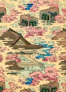 Abstrakcyjny krajobraz z domami autorstwa Japanese School