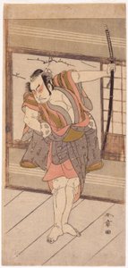 Aktor z mieczem (drewniany klocek) autorstwa Japanese School