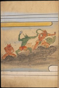Uzbrojone gobliny, ilustracja z „Taishokkan” (tusz i kolor na papierze) autorstwa Japanese School