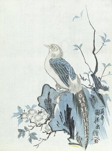 Ptak na skale (drewnodruk) autorstwa Japanese School