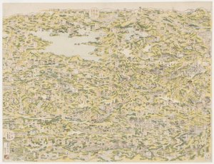 Widok z lotu ptaka na autostradę Kiso z Edo do Kioto, 1819 autorstwa Japanese School