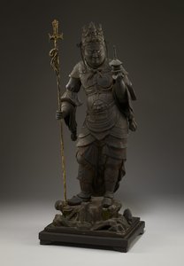 Bishamonten (Vaisravana, Strażnik Północy) (drewno z metalem i złotem) autorstwa Japanese School