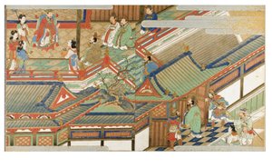 Chińska scena dworska w stylu Yamato-e autorstwa Japanese School