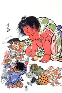 Demony, połowa XIX w. (druk) autorstwa Japanese School
