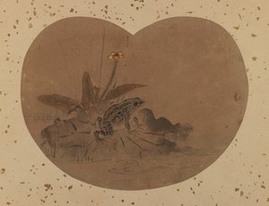 Wachlarzowe malowanie żaby (verso) (tusz i kolor na papierze) autorstwa Japanese School
