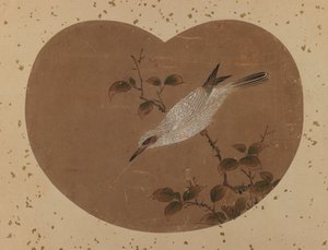 Wachlarz z ptakiem (recto) (tusz i kolor na papierze) autorstwa Japanese School
