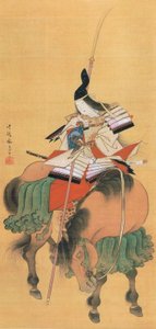 Samurajska wojowniczka Tomoe Gozen (rysunek) autorstwa Japanese School