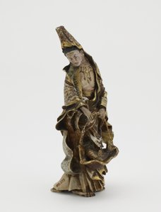 Figura Kannon trzymająca rybę w koszu, era Meiji (ceramika) autorstwa Japanese School