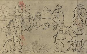 Bawiące się zwierzęta (Choju Giga) Okres Muromachi (atrament na papierze) autorstwa Japanese School