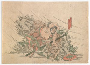 Heroes of the Water Margin, okres Edo, ok. 1830 (kolorowy drzeworyt) autorstwa Japanese School