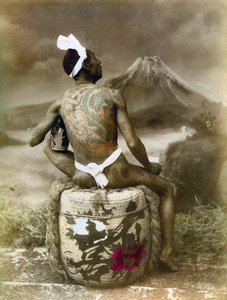 Japonia: Japończyk z tatuażem na całym ciele, koniec XIX wieku, ok. 1890 r. (zdjęcie) autorstwa Japanese School