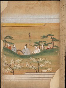 Japońska szlachta i świta, ilustracja z „Taishokkan” (tusz i kolor na papierze) autorstwa Japanese School
