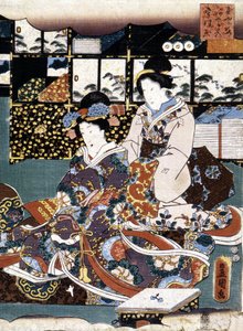 Grafika japońska: dwie kobiety, b.d. autorstwa Japanese School