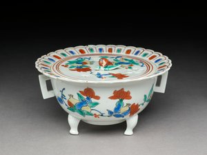 Miska Koro z płaską pokrywką, naczynia związane z Kakiemon, 1680-1700 (ceramiczne z emalią pokrytą glazurą) autorstwa Japanese School