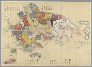 Mapa wyspy Kiusiu, Japonia autorstwa Japanese School