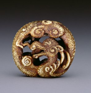Netsuke przedstawiający smoka wodnego, ok. 1870-80 (poroże jelenia) autorstwa Japanese School