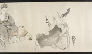 Lub. 14872, f.30 Dwoje dorosłych i dziecko, z Yoshida Seisai (handscroll) autorstwa Japanese School