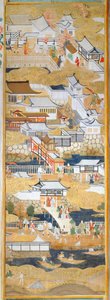 Osakazu Byobu - Japoński ośmiopanelowy składany ekran (obraz) autorstwa Japanese School