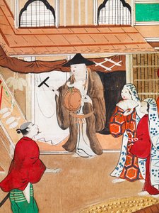Osakazu Byobu - Japoński ośmiopanelowy składany ekran (obraz) autorstwa Japanese School