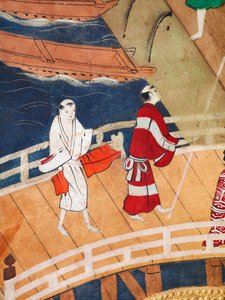 Osakazu Byobu - Japoński ośmiopanelowy składany ekran (obraz) autorstwa Japanese School