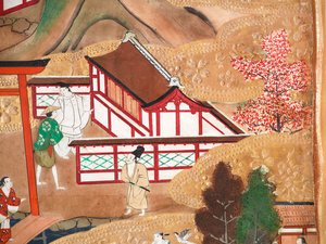 Osakazu Byobu - Japoński ośmiopanelowy składany ekran (obraz) autorstwa Japanese School
