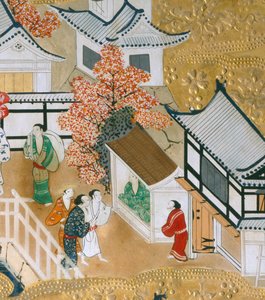 Osakazu Byobu - Japoński ośmiopanelowy składany ekran (obraz) autorstwa Japanese School