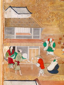 Osakazu Byobu - Japoński ośmiopanelowy składany ekran (obraz) autorstwa Japanese School