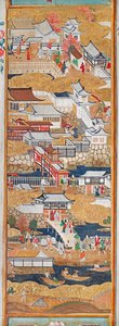 Osakazu Byobu - Japoński ośmiopanelowy składany ekran (obraz) autorstwa Japanese School