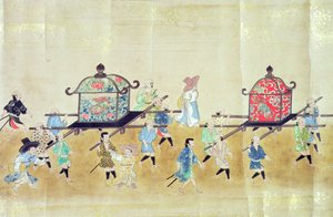 Część Szóstej Ambasady Korei w Japonii w czasie sukcesji Tokugawy Ietsuna w 1651, prawdopodobnie przez Kano Masanobu (1625-94) 1655-57 (malowanie przewijane) (patrz także 120822 i 120823) autorstwa Japanese School