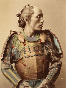 Portret samuraja starej Japonii uzbrojonego w pełną zbroję, 1890 autorstwa Japanese School