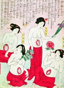 Kobiety w ciąży, 1881 autorstwa Japanese School