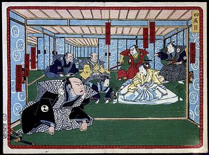 Samurai Group - w „Zemście 47 roninów” XIX wiek: Seria Kabuki autorstwa Japanese School