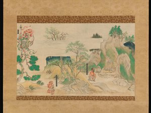 Scena z Ilustrowanych legend o świątyni Jin’?ji autorstwa Japanese School