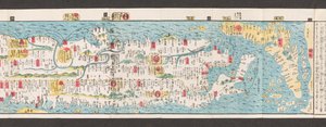 Fragment mapy dróg w Japonii.  Dai Nihon koku junro meiki daisei. ["Przejrzysta i szczegółowa mapa głównych dróg Japonii"]  1850 autorstwa Japanese School