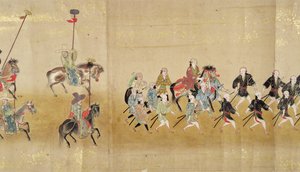 Szósta Ambasada Korei w Japonii w Meireki 1 w czasie sukcesji Tokugawy Ietsunas w 1651, prawdopodobnie Kano Masunobu (1625-94) (obraz przewijany) (szczegół) autorstwa Japanese School